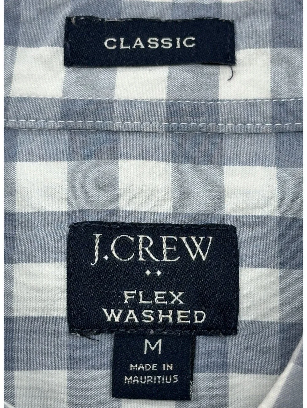 J Crew Classic Flex Washed Check Button Up Shirt Gray Mens M